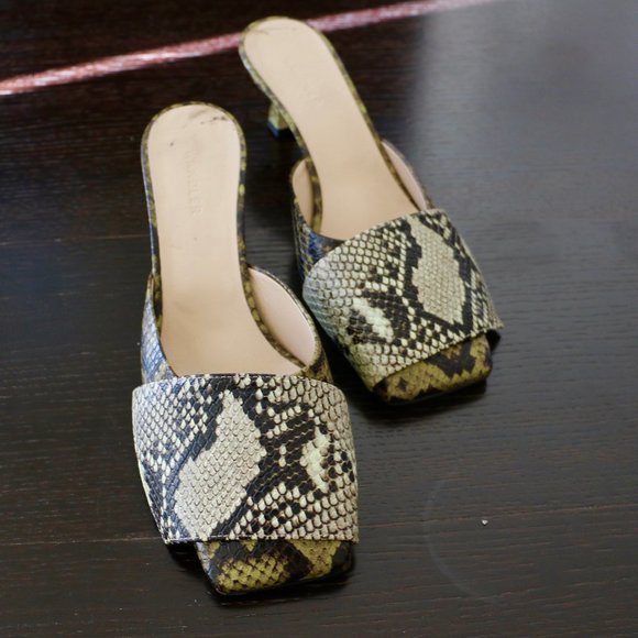 Wandler Women's Isa Snake-effect Leather Mules - Picture 1 of 5